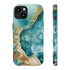 Aquamarine inspired Geode in Watercolor - Impact Resistant Phone Case iPhone 13 Matte